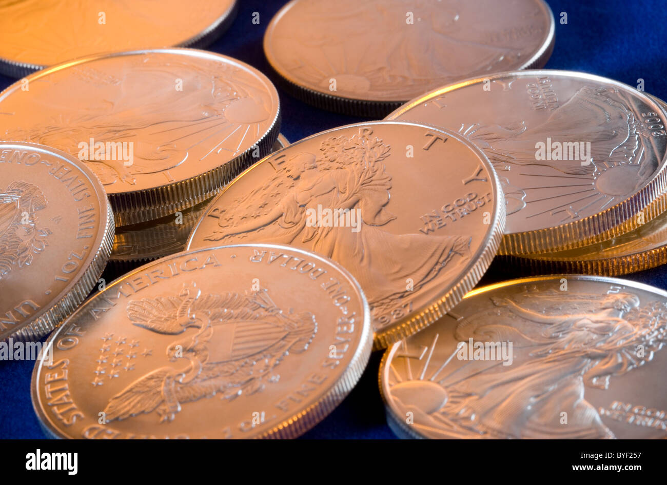 USA 1 Dollar Nennwert Silver Eagle Anlagemünzen Stockfoto