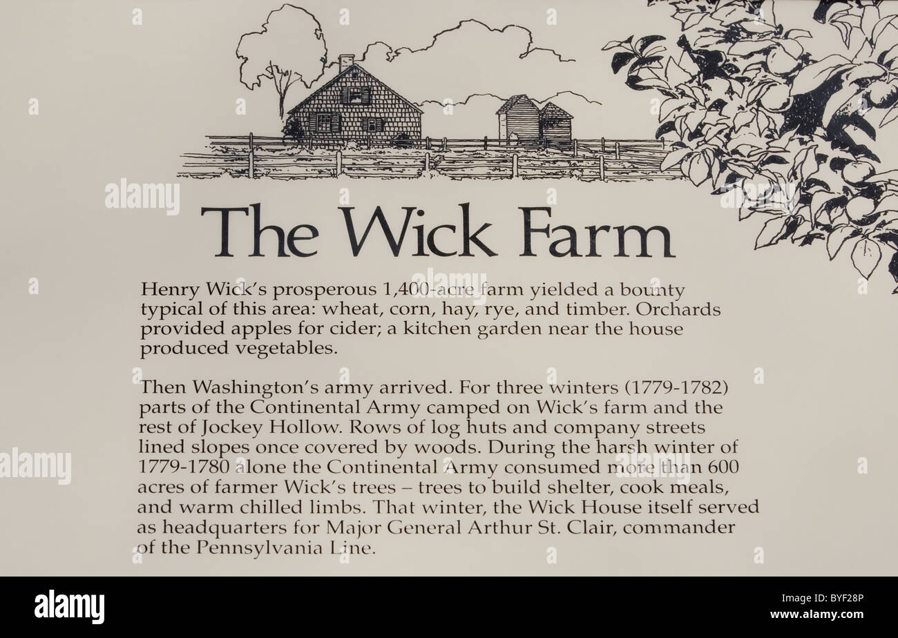 Melden Sie sich im Docht House, Morristown, NJ am Jockey hohlen National historic Park Stockfoto