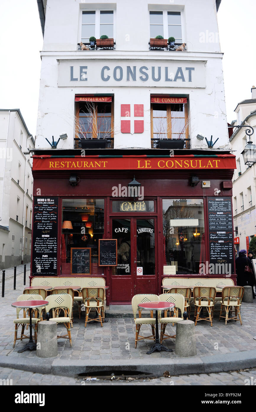 Le Consulat Restaurant, Montmartre, Paris, Frankreich Stockfoto