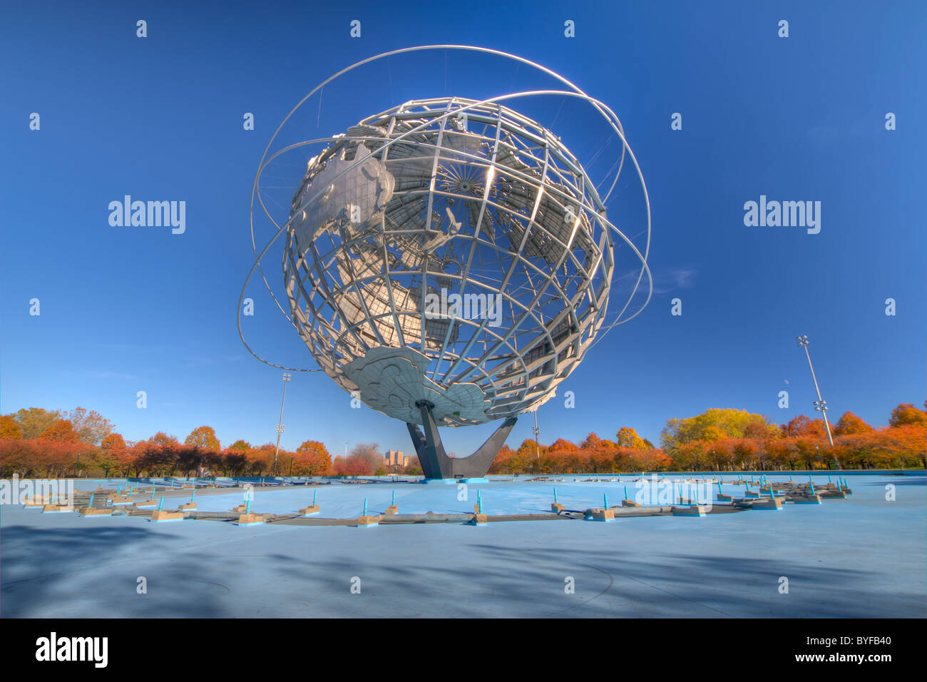 Die Unisphere in Flushing Meadow Park in Queens wurde von US Steel für die Weltausstellung 1964 gebaut. Stockfoto