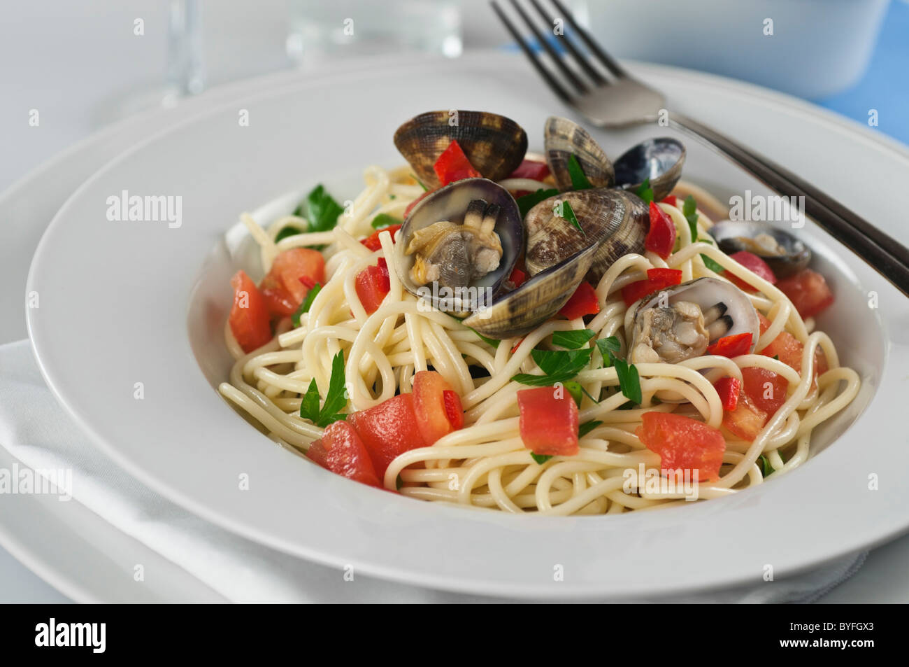 Spaghetti Vongole. Nudeln mit Muscheln Stockfotografie - Alamy