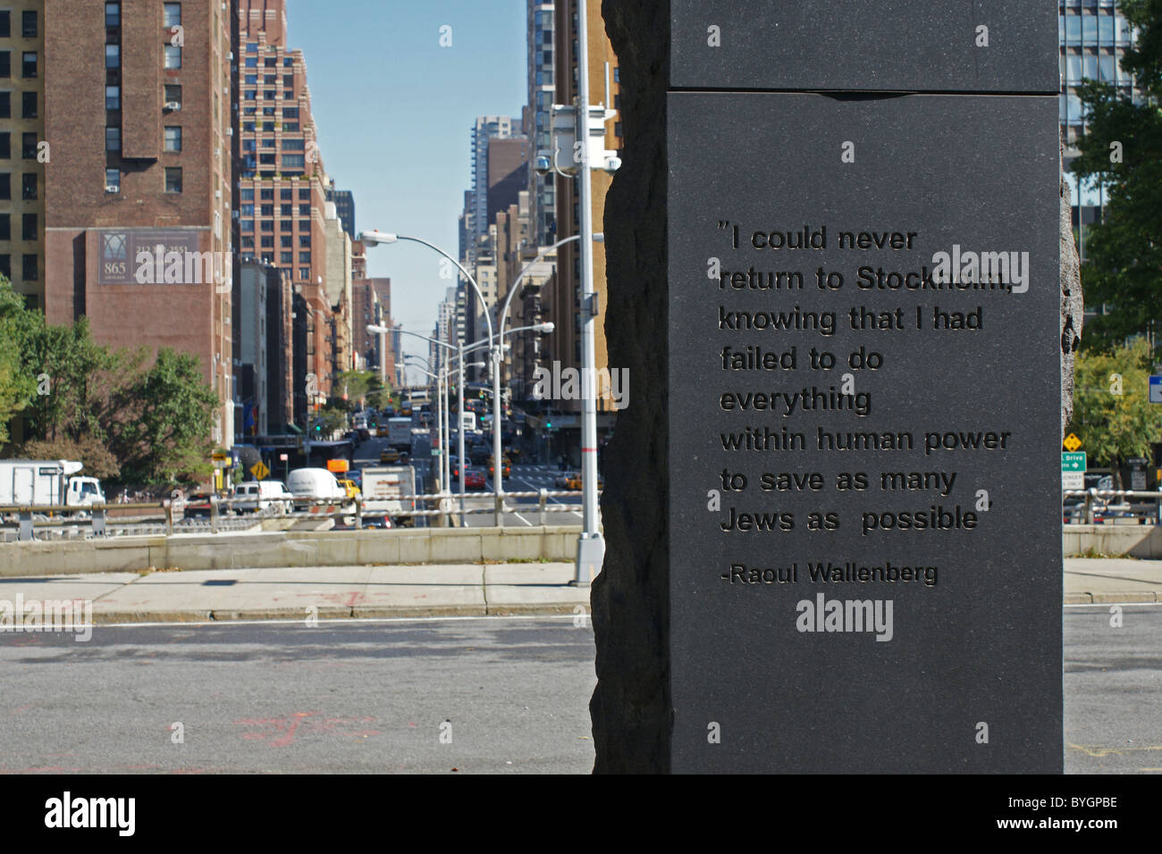 Raoul Wallenberg Denkmal, Vereinte Nationen, New York Stockfoto