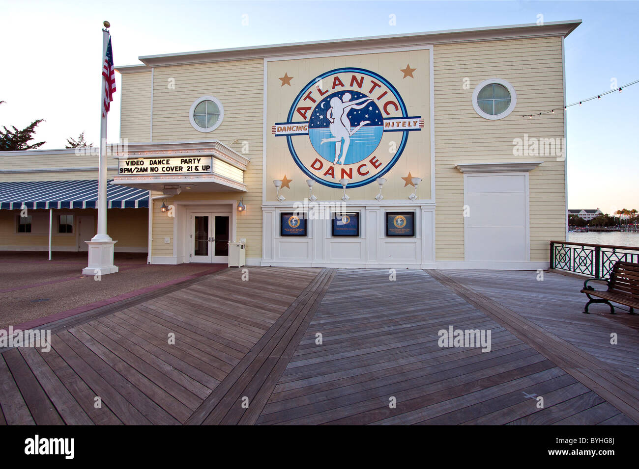 Atlantic Dance Hall in Disneys BoardWalk Bereich im Walt Disney World Resort ist eine Diskothek präsentiert coole Bands und DJs für heißen Stockfoto