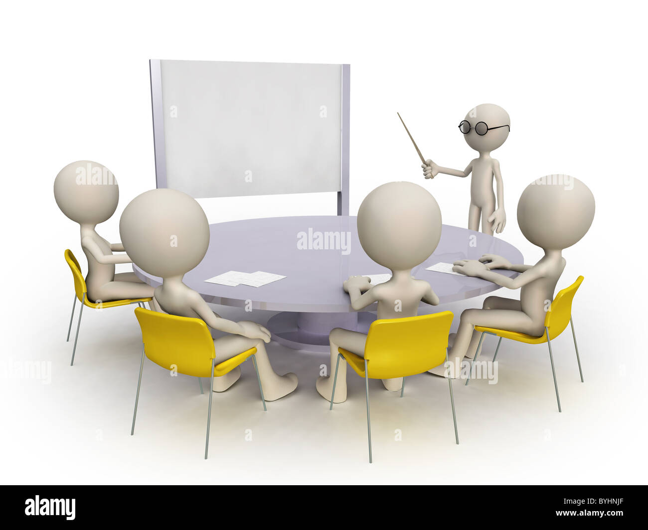 Lehrer und Schüler Gruppe am runden Tisch Stockfoto