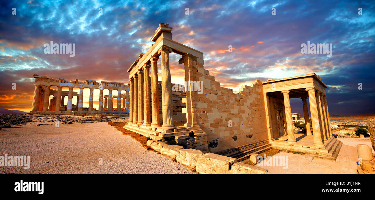 Das Erechtheion Tempel, die Akropolis von Athen in Griechenland. Stockfoto