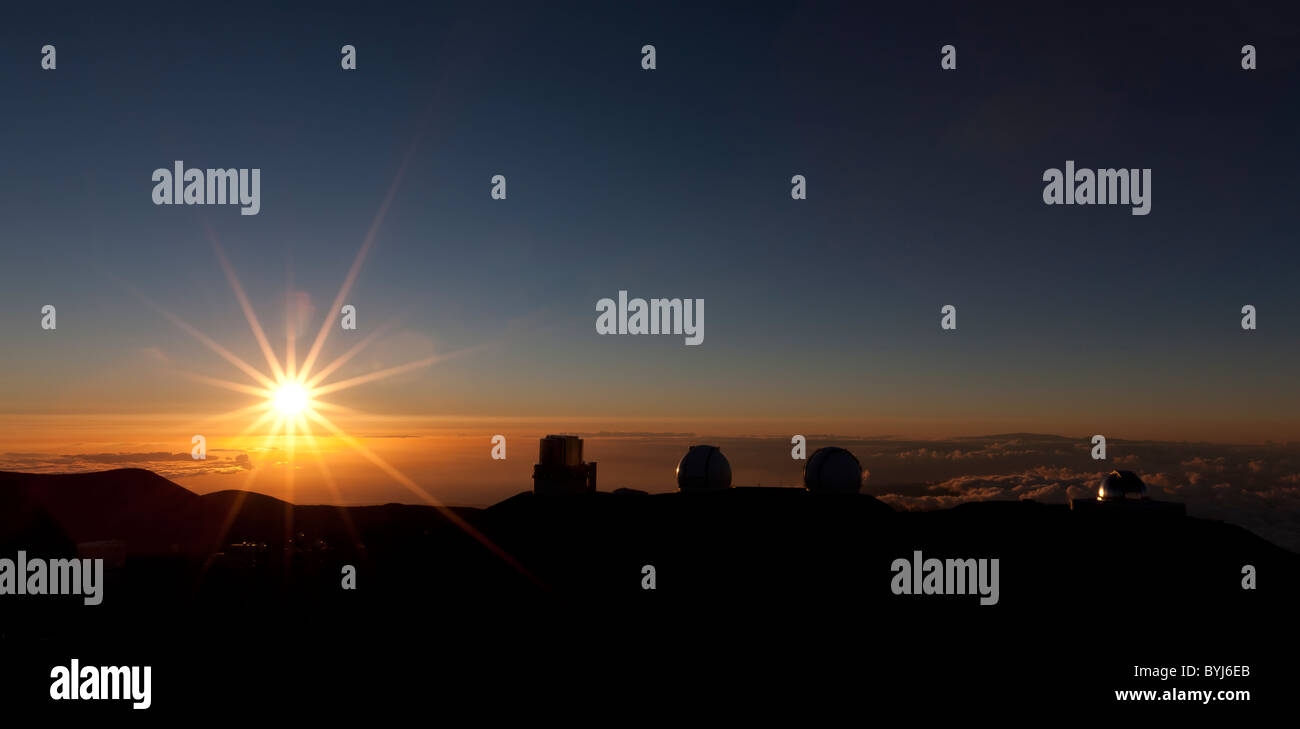 Mauna Kea, Sunstar, Hawaii, USA. Stockfoto