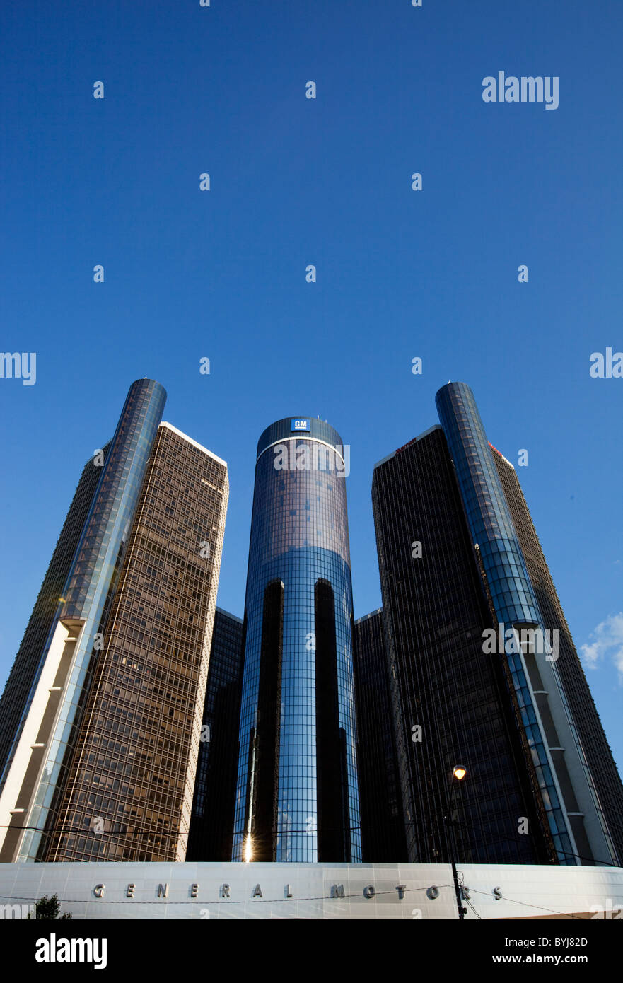 USA, Michigan, Detroit, General Motors Unternehmenszentrale im Renaissance Center Stockfoto