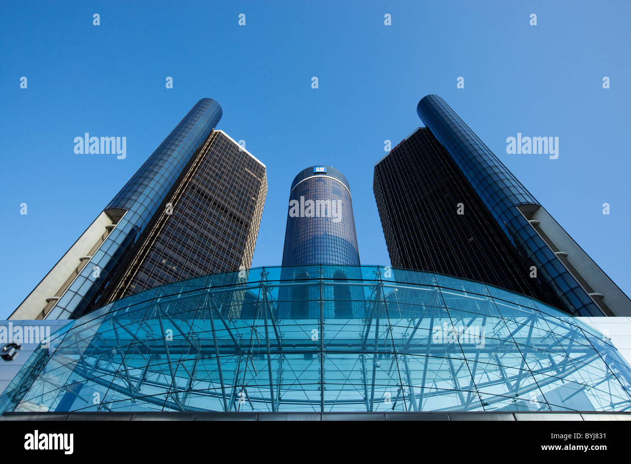 USA, Michigan, Detroit, General Motors Unternehmenszentrale im Renaissance Center Stockfoto