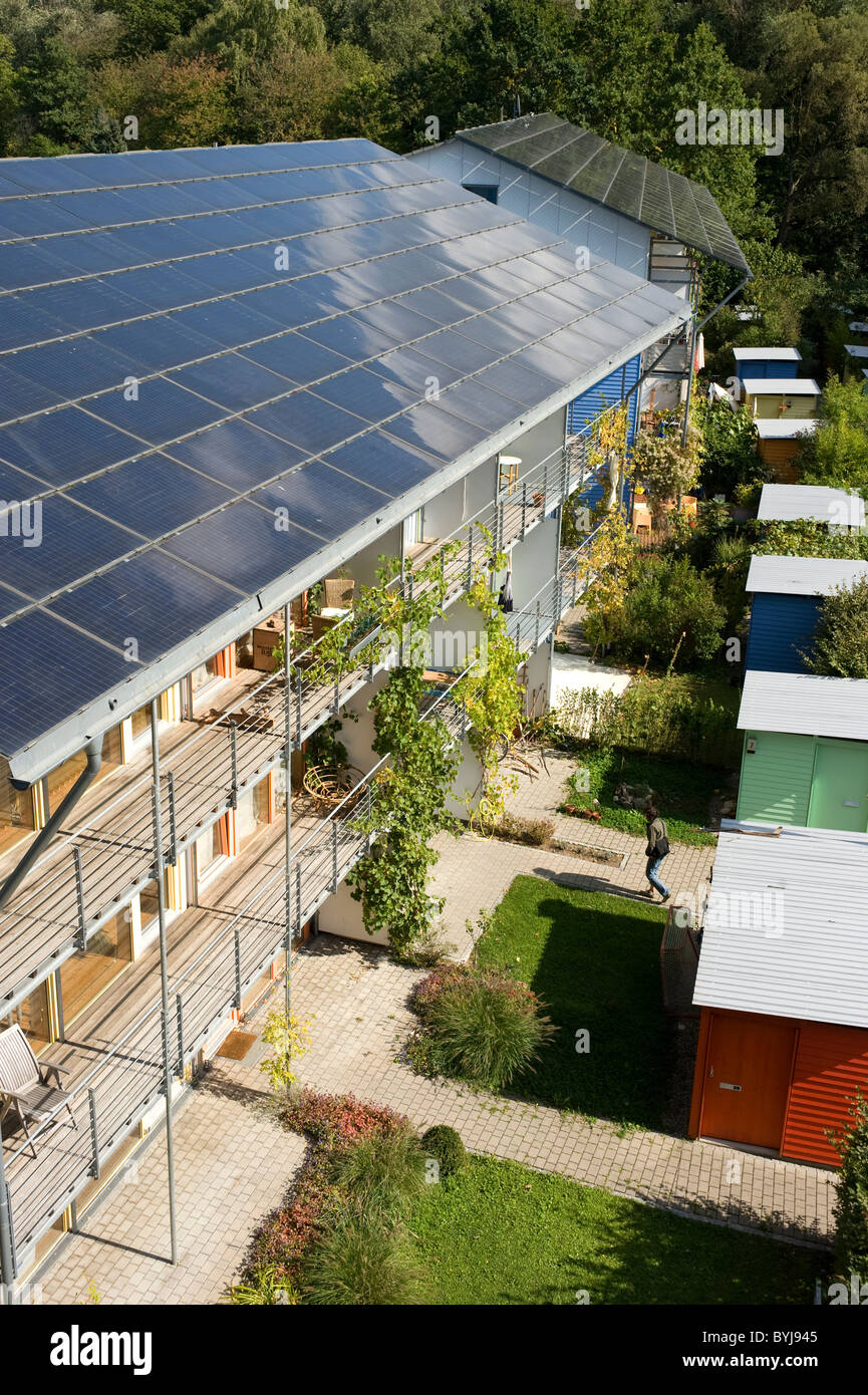 Das solar-Dorf im Stadtteil Vauban, Freiburg, Deutschland Stockfoto
