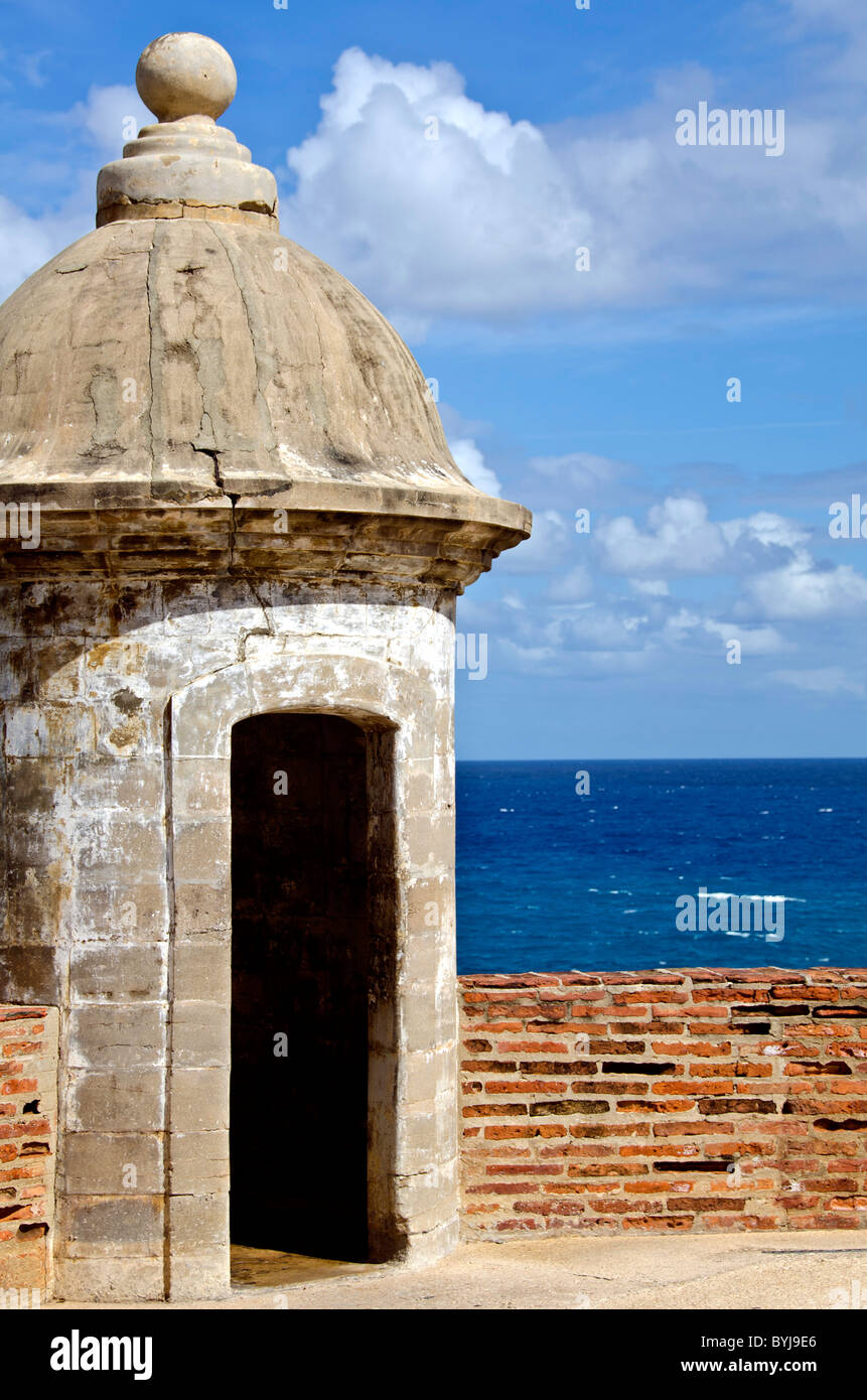 Puerto Rico Wachhäuschen oder Garita am Fort San Cristóbal Old San Juan Stockfoto