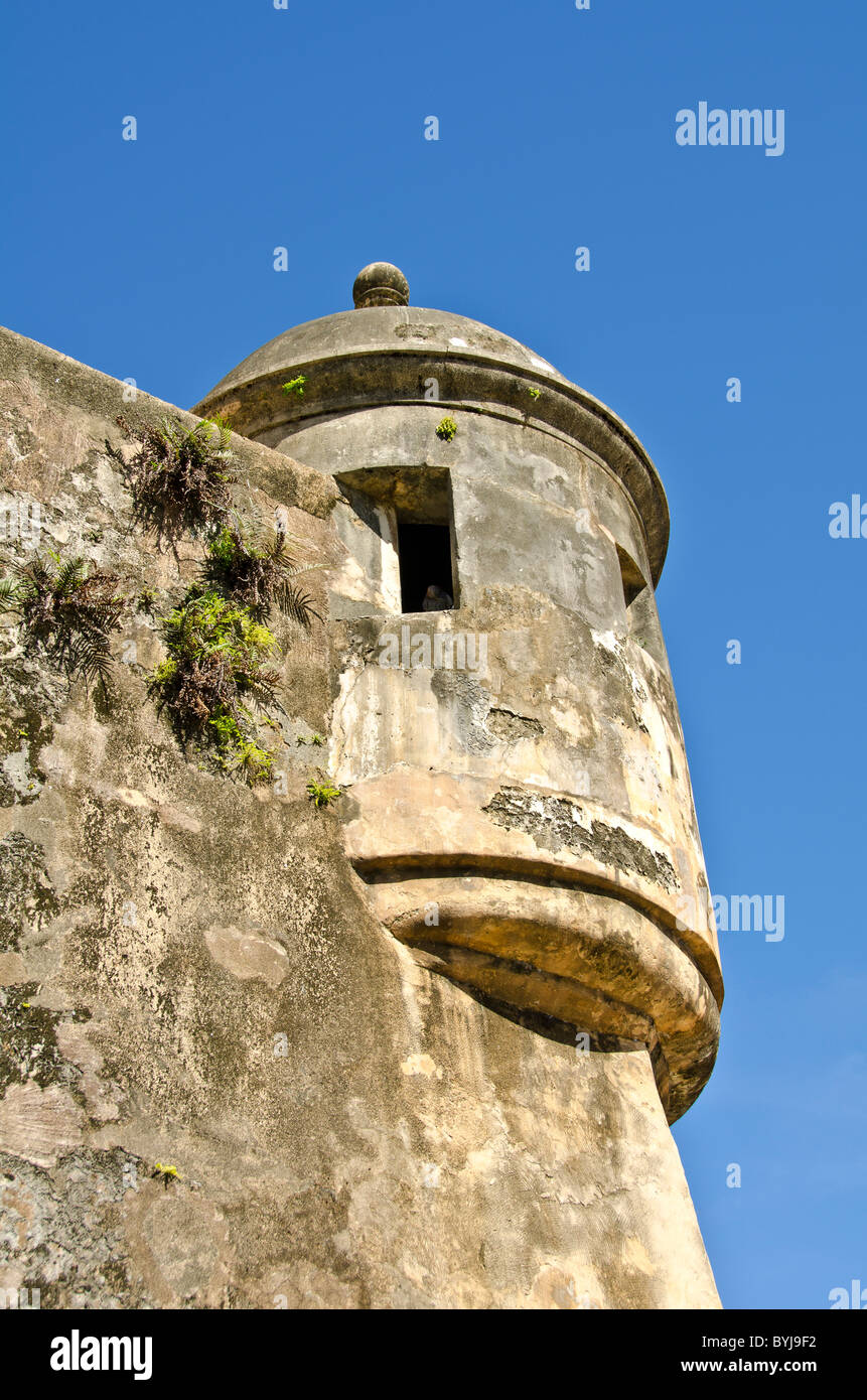 Puerto Rico Puerto Rico San Juan Wachhäuschen inconic Symbol alte Wand Skyline der Stadt Stockfoto
