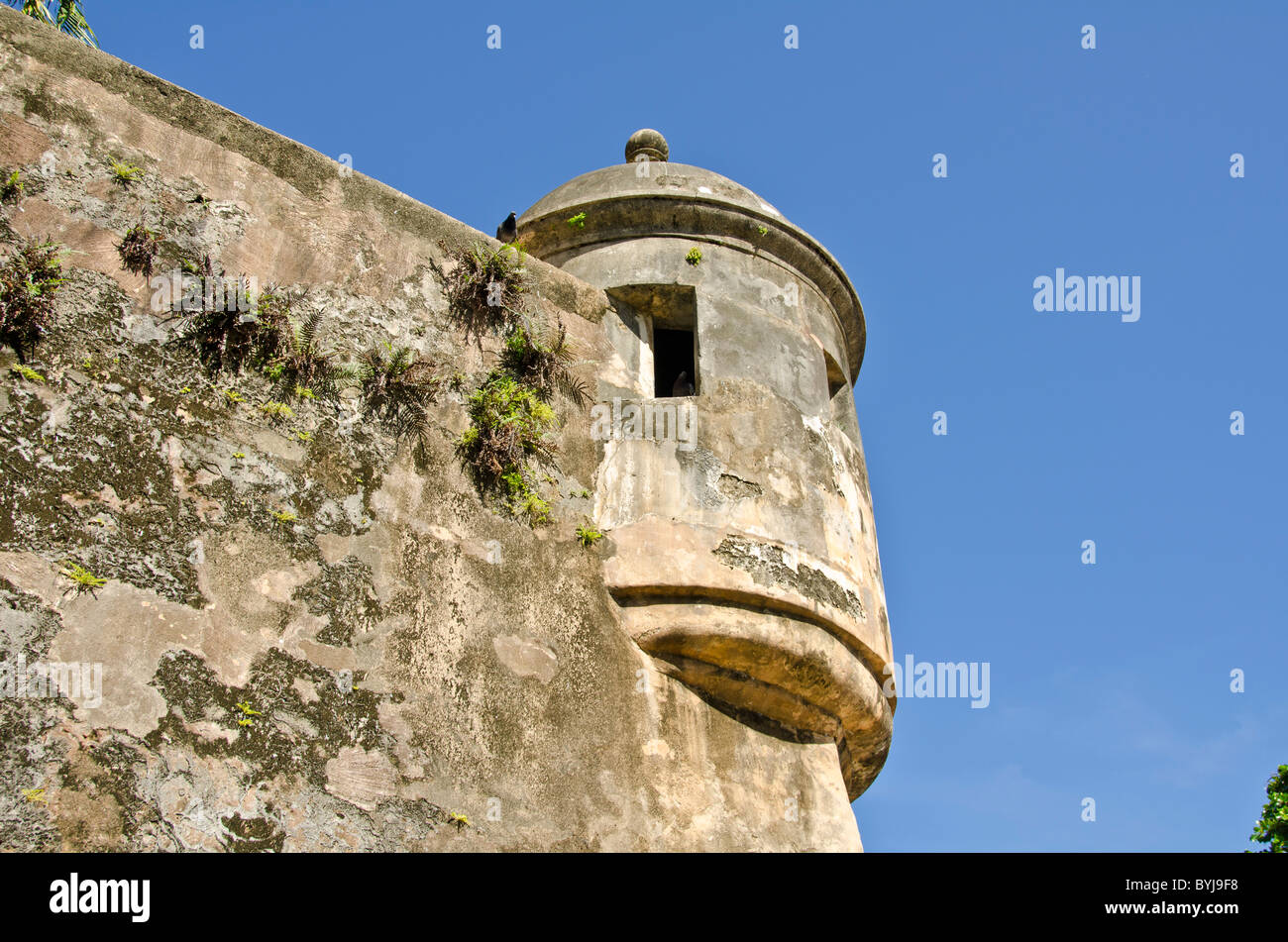 Puerto Rico San Juan alte Stadt Mauer Sentry Pappschachtel oder "Garita" Stockfoto