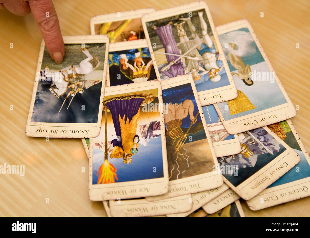 Tarot-Karte lesen Stockfoto