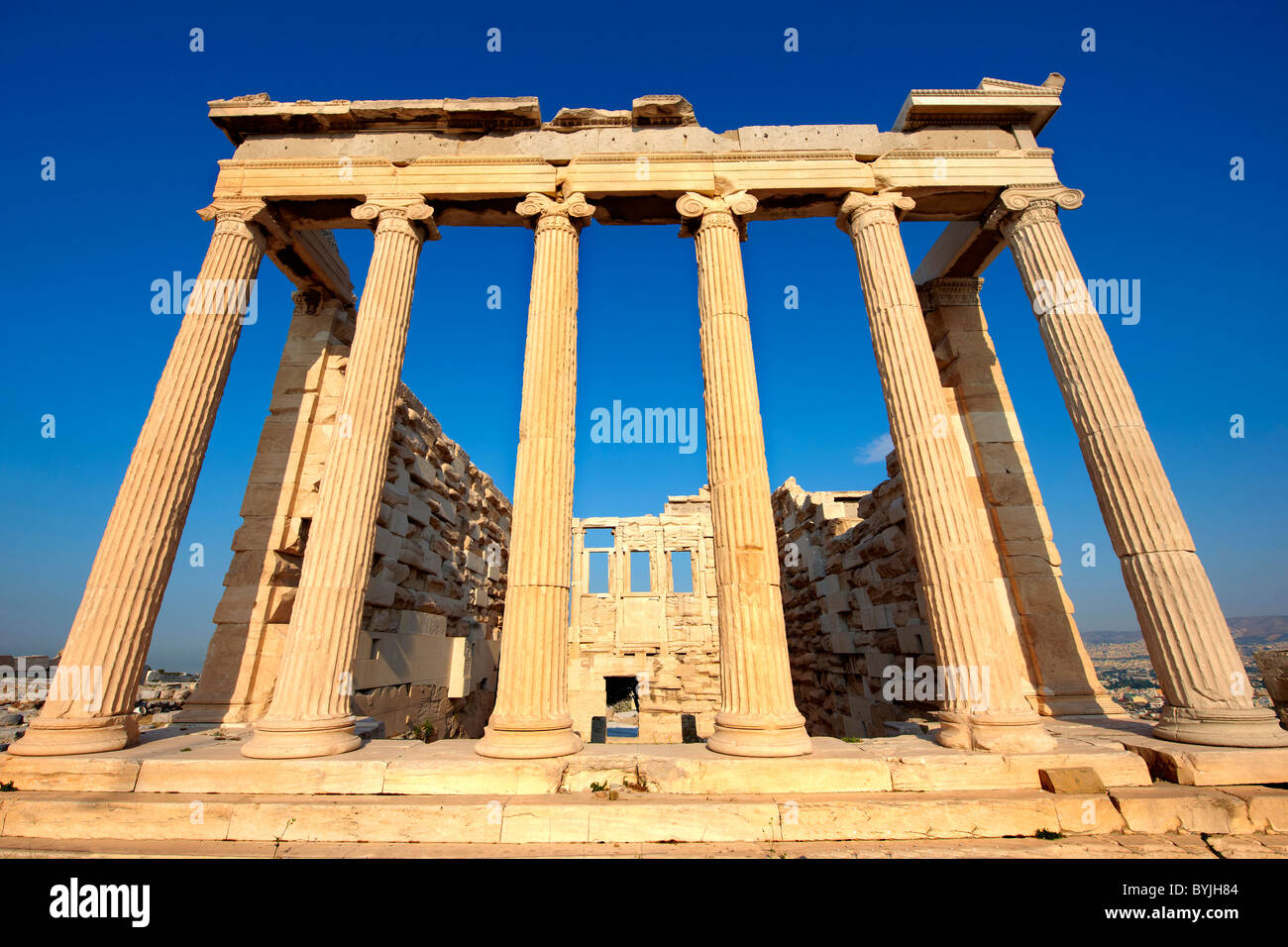Das Erechtheion Tempel, die Akropolis von Athen in Griechenland. Stockfoto