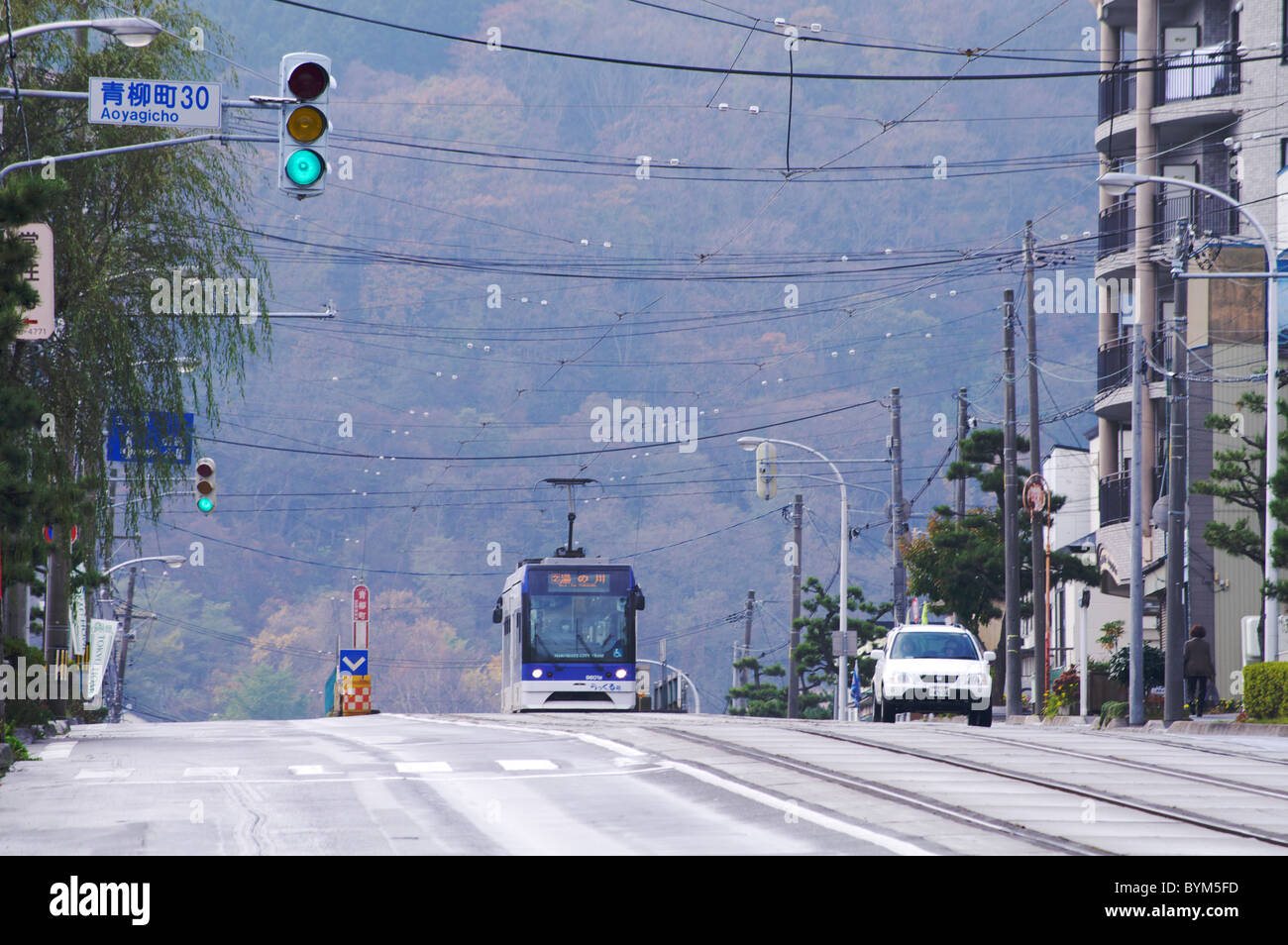 Straße Seilbahn transport Auto Stadt Hakodate Stockfoto