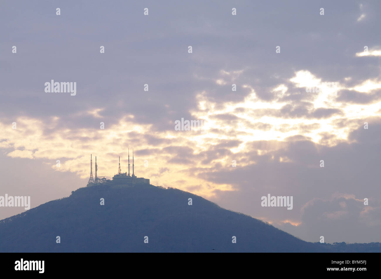 Mt. Hakodate Berg Silhouette Dramatischer Himmel Stockfoto