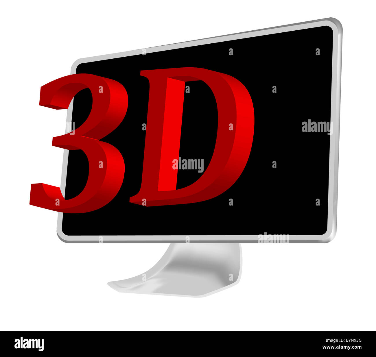 Beispiel für einen 3D-Fernseher, isoliert auf weiss Stockfoto