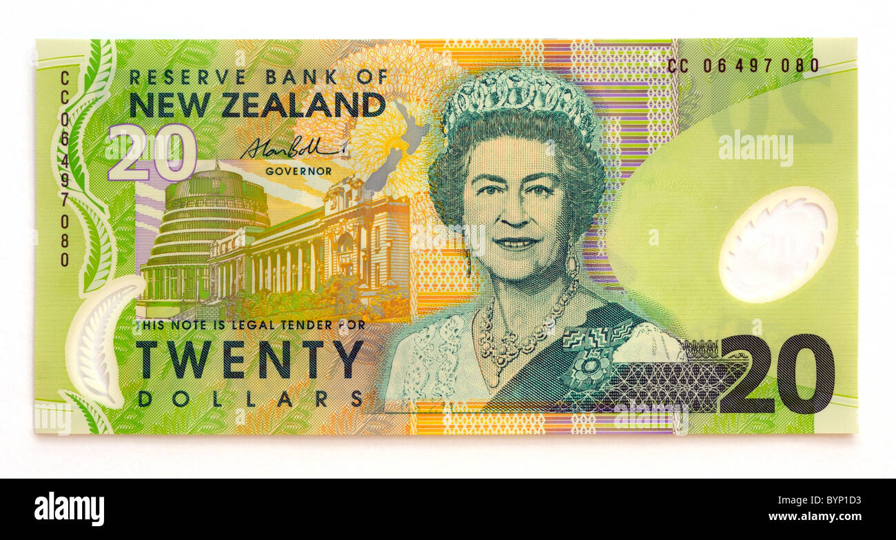New Zealand zwanzig 20-Dollar-Banknote. Stockfoto