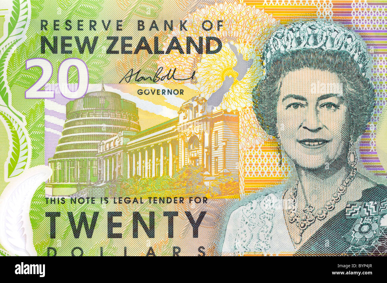 New Zealand zwanzig 20 Dollar-Note. Stockfoto