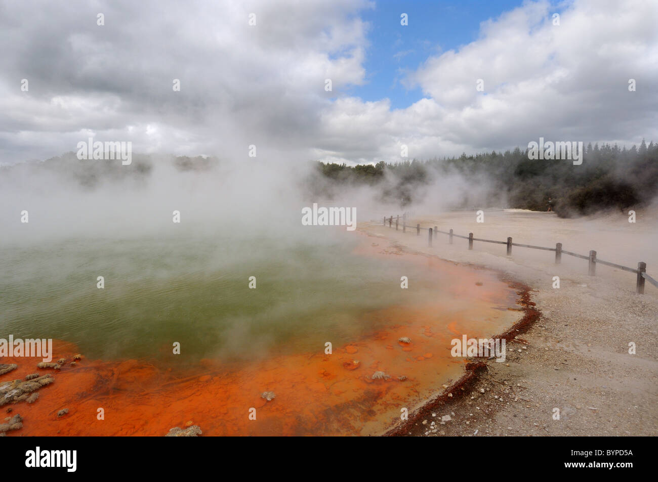 Der Champagne Pool, einem Thermalsee in Wai-o-Tapu geothermal-Region in der Nähe von Taupo in Neuseeland Stockfoto