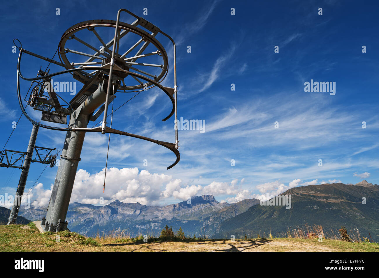 Seilbahn-Aufzug in den französischen Alpen, Chamonix-Tal Stockfoto