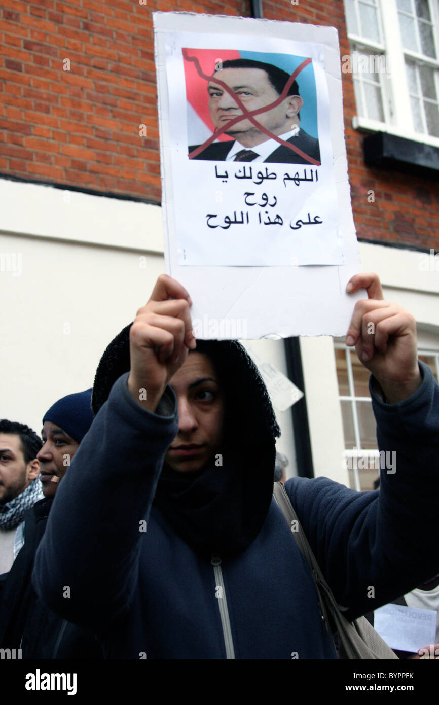 Ägyptische Demonstranten in London Stockfoto