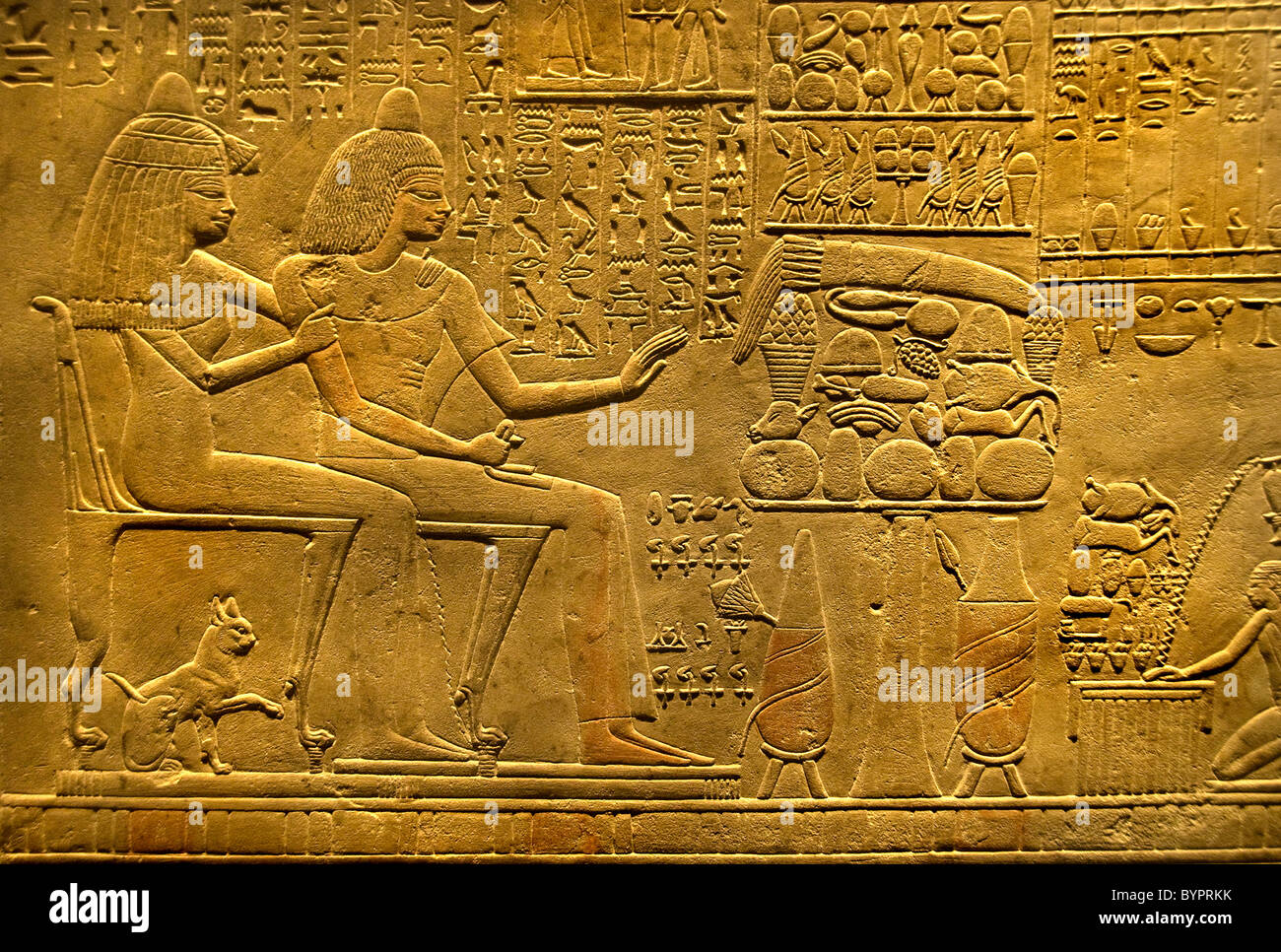 Wand Relief von Sakkara Ägypten Merymery 1391-1353 V.u.z. verschiedene Phasen der Beerdigung Ritual und Mundöffnung Stockfoto