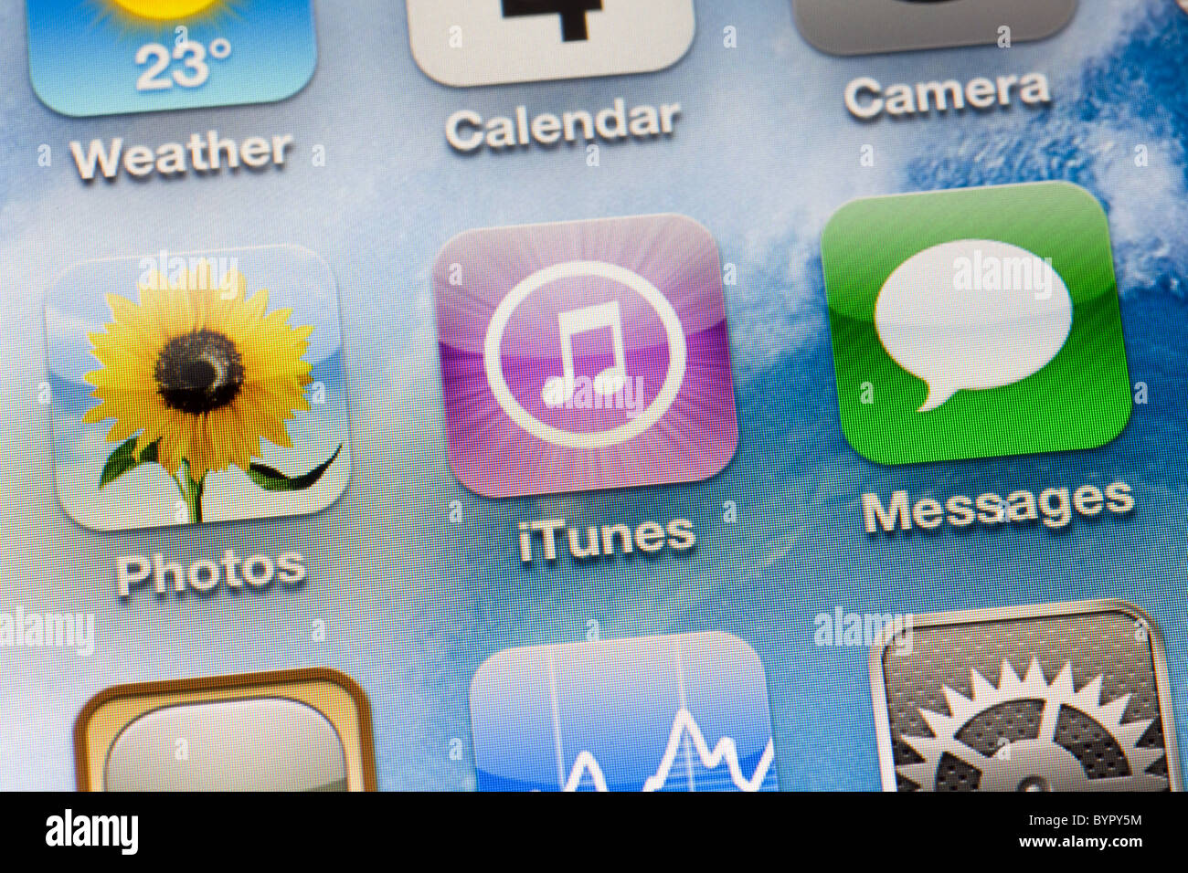 Apple Iphone 4 Ipod Symbole schließen Sie Itunes Bildschirm Stockfoto