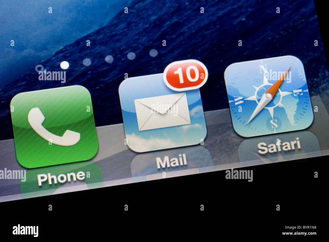 Apple Iphone 4 Postikone hautnah Stockfoto