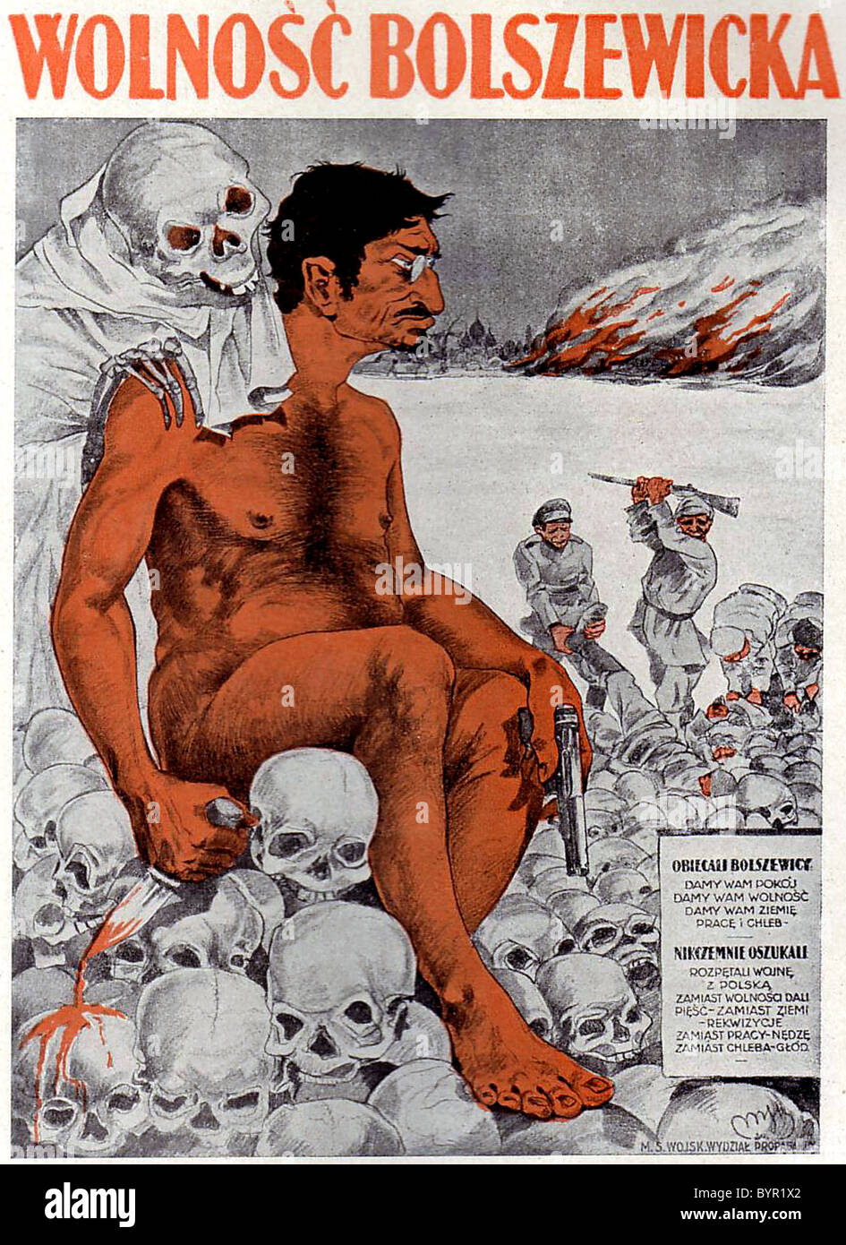 LEON TROTSKY (1879-1940) in eine Anti-bolschewistischen Plakat veröffentlicht durch die polnische Regierung im Jahr 1920 mit Russland im zweiten Weltkrieg 1919-21 Stockfoto