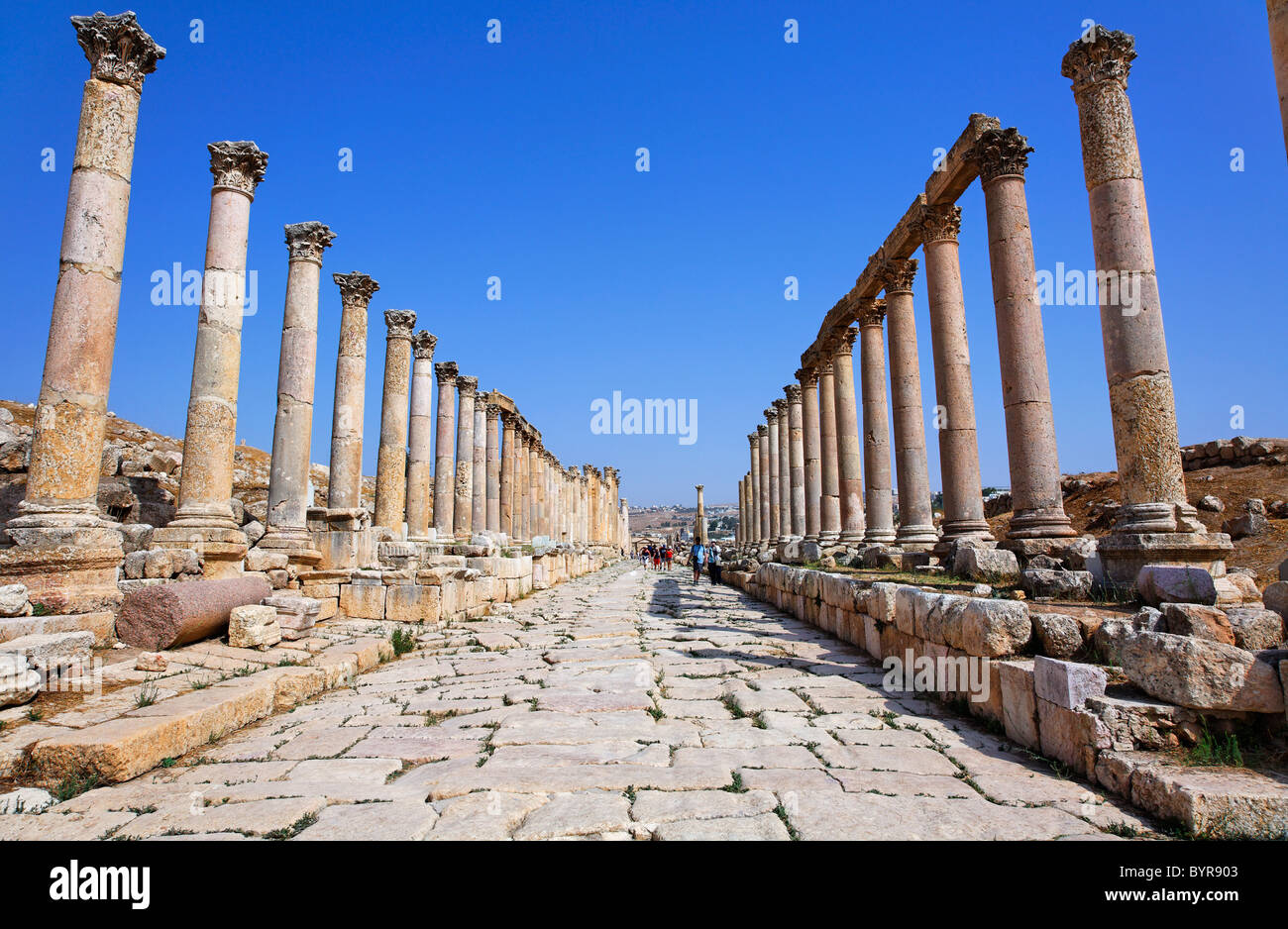 Säulenstraße in Gerasa, Jerash, Jordanien Stockfoto