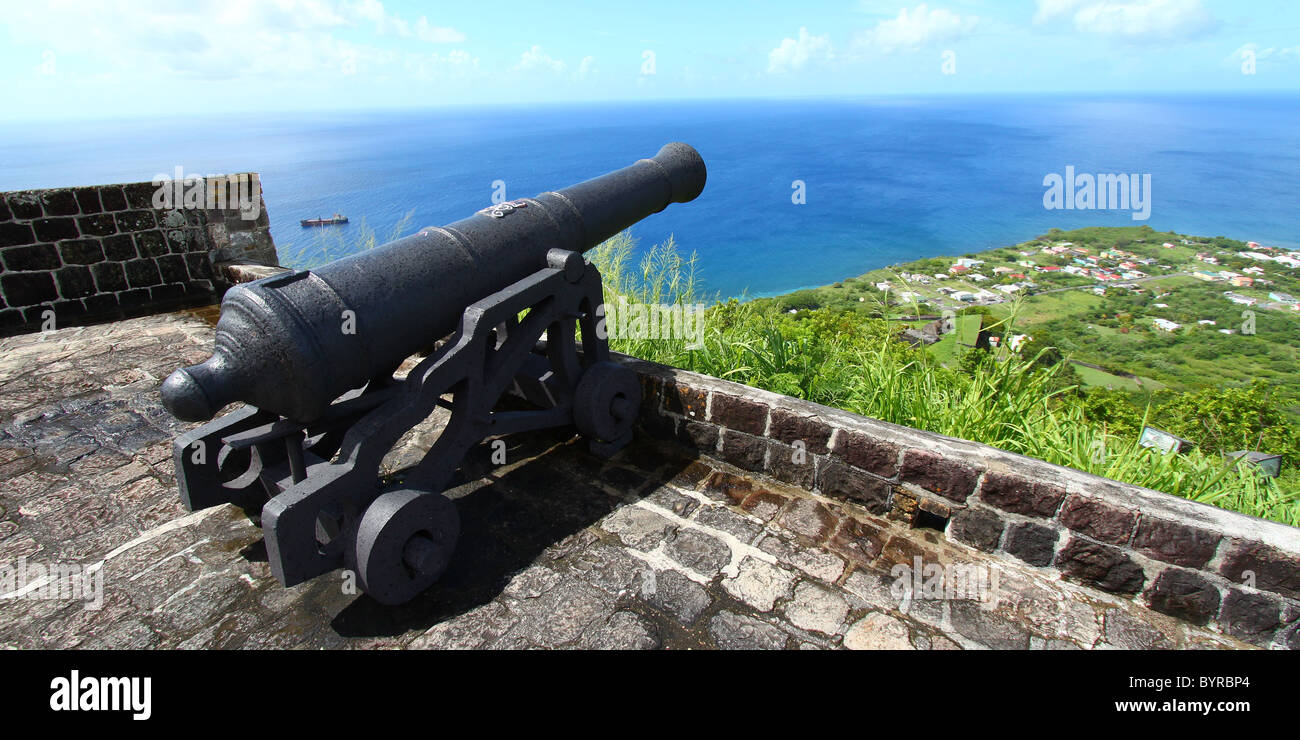 Kanone auf Brimstone Hill - St. Kitts Stockfoto