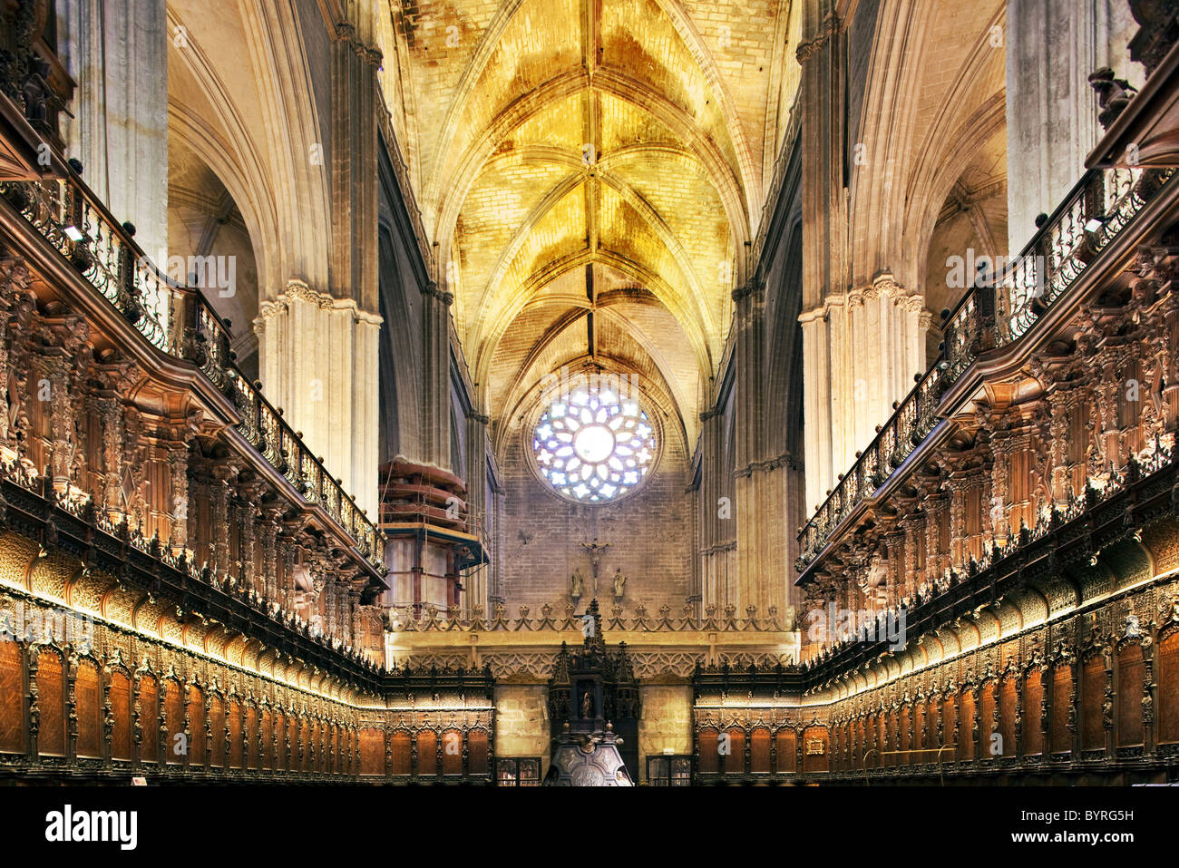 Chor der Santa Maria De La Sede Kathedrale, Sevilla, Spanien Stockfoto
