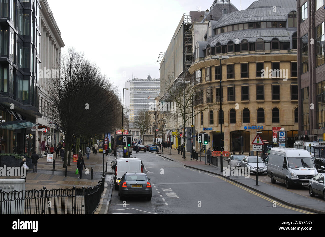 Blick entlang Stadtzentrum Colmore Reihe, Birmingham, UK Stockfoto