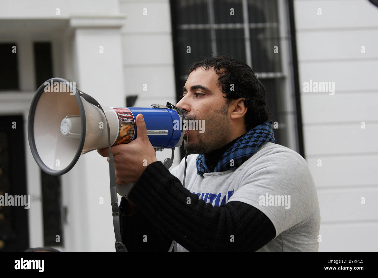 Lautstark Protest vor der ägyptischen Botschaft in London Stockfoto