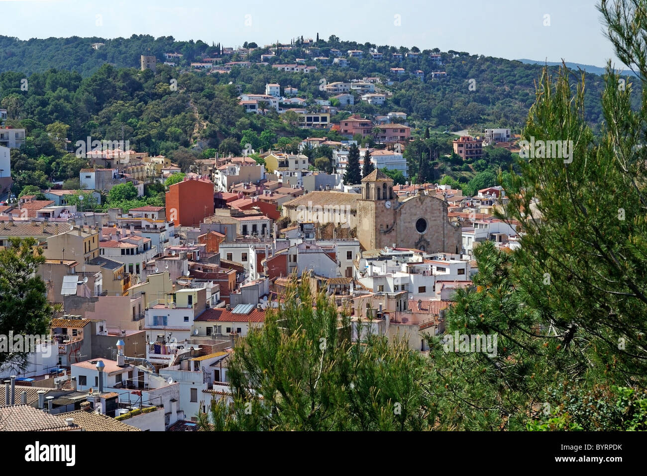 Stadtbild von Tossa de Mar, Costa Brava, Spanien. Stockfoto