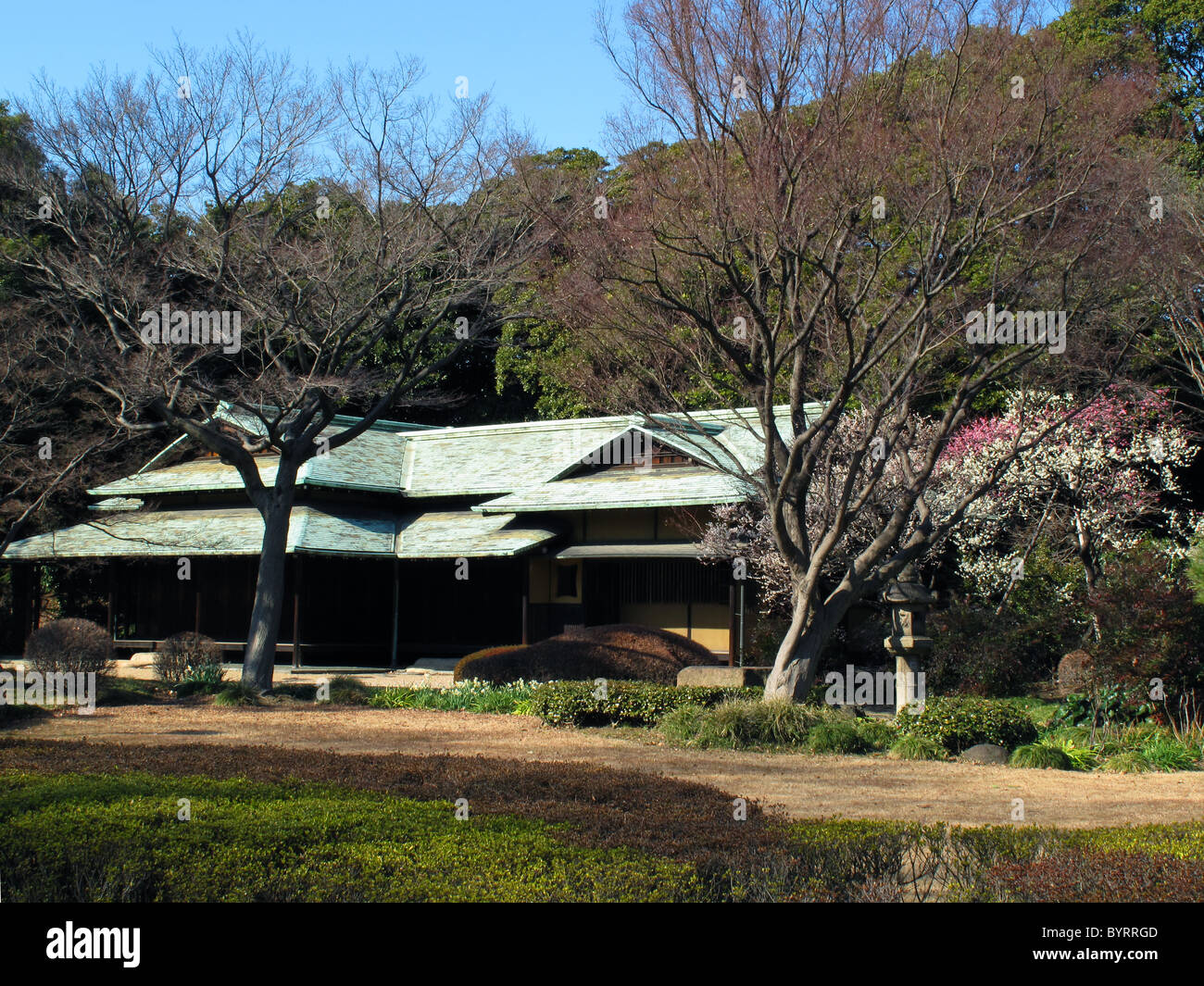 Suwano-Chaya Teehaus in den kaiserlichen Palast Osten Gärten, Tokio, Japan. Stockfoto