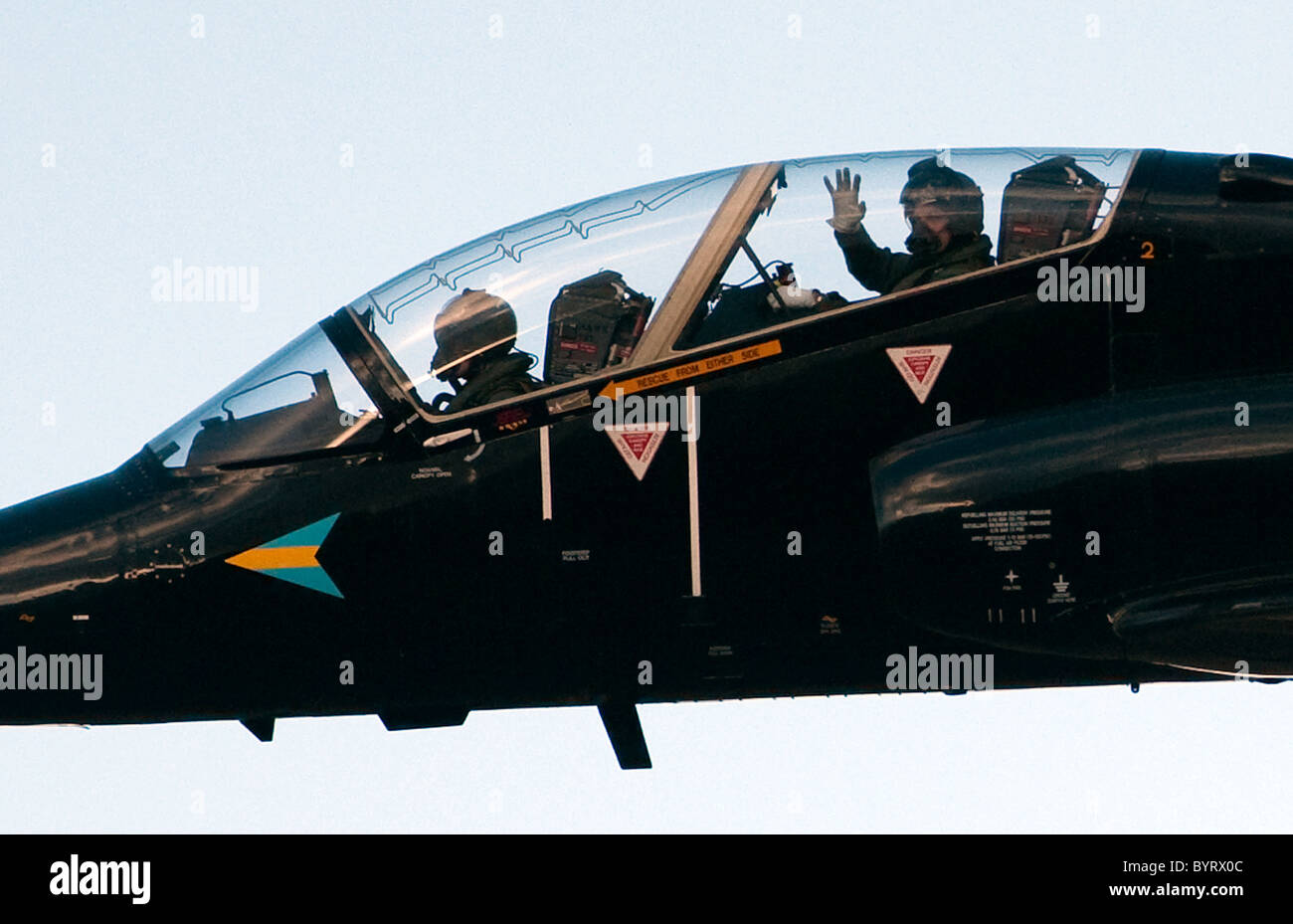 Zunächst trat er Hawk Service mit der RAF im Jahr 1976, als eine erweiterte fliegen-Training und eine Waffen-Training-Flugzeuge Stockfoto