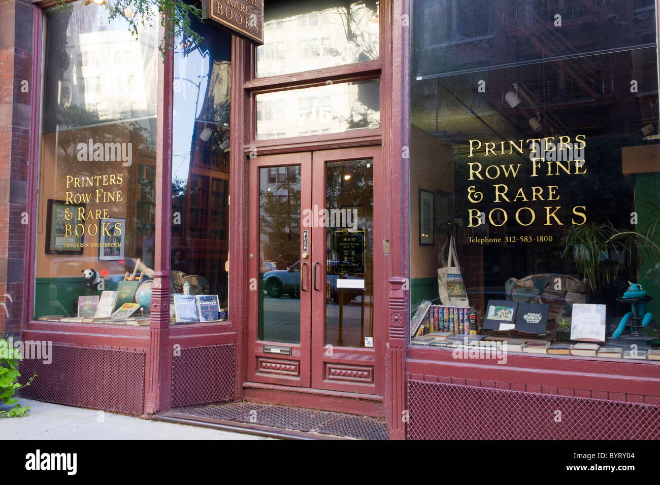 Drucker Zeile feine und seltene Bücher Shop, Dearborn St., Chicago, Illinois, USA Stockfoto