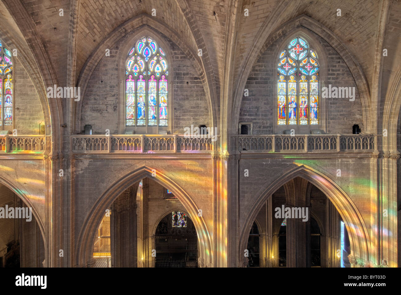 Aussichtspunkt Blick auf eines der Schiffe von Santa Maria De La Sede Kathedrale, Sevilla, Spanien Stockfoto