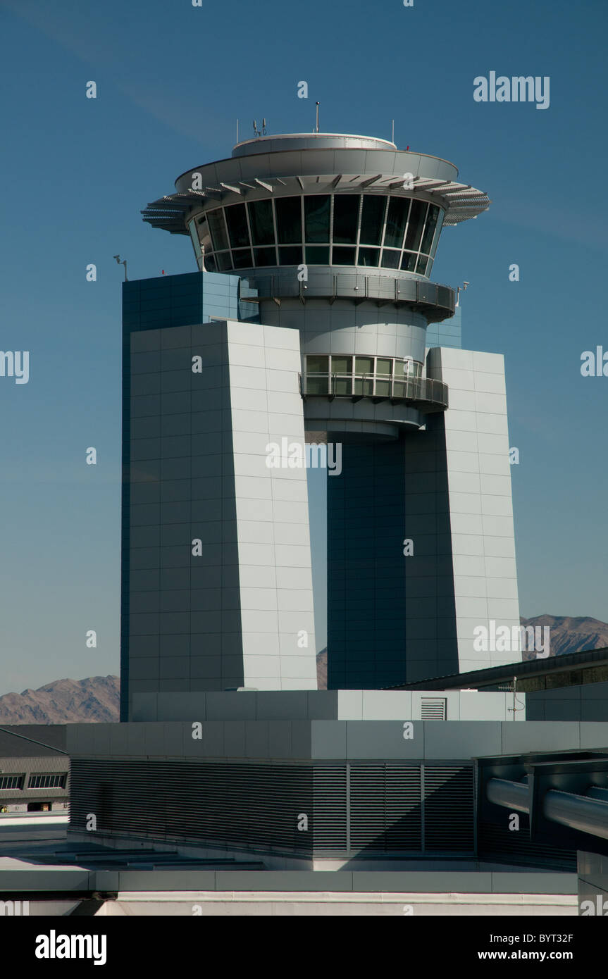 Air Traffic Control Tower Airside am McCarran International Airport, Las Vegas, Nevada, USA Stockfoto