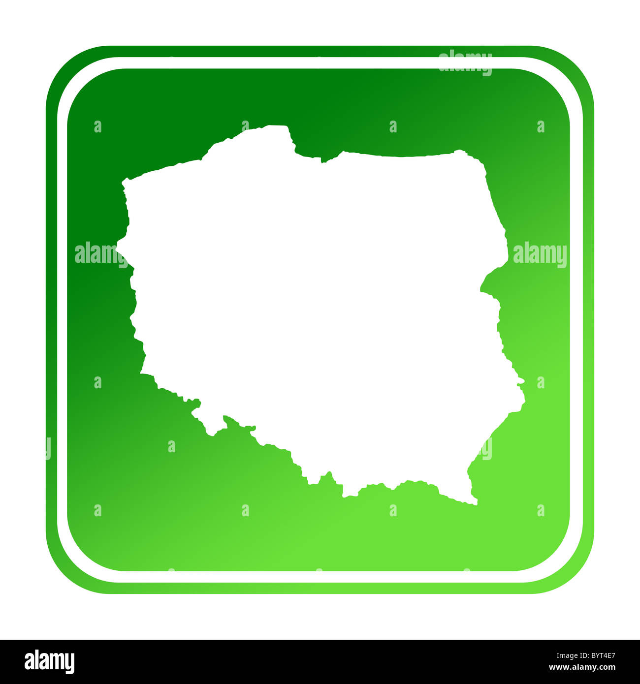 Polen-Map-Schaltfläche Farbverlauf grün; isoliert auf weißem Hintergrund mit Beschneidungspfad. Stockfoto Polen-Map-Schaltfläche Farbverlauf grün; isoliert auf weißem Hintergrund mit Beschneidungspfad. Stockfoto