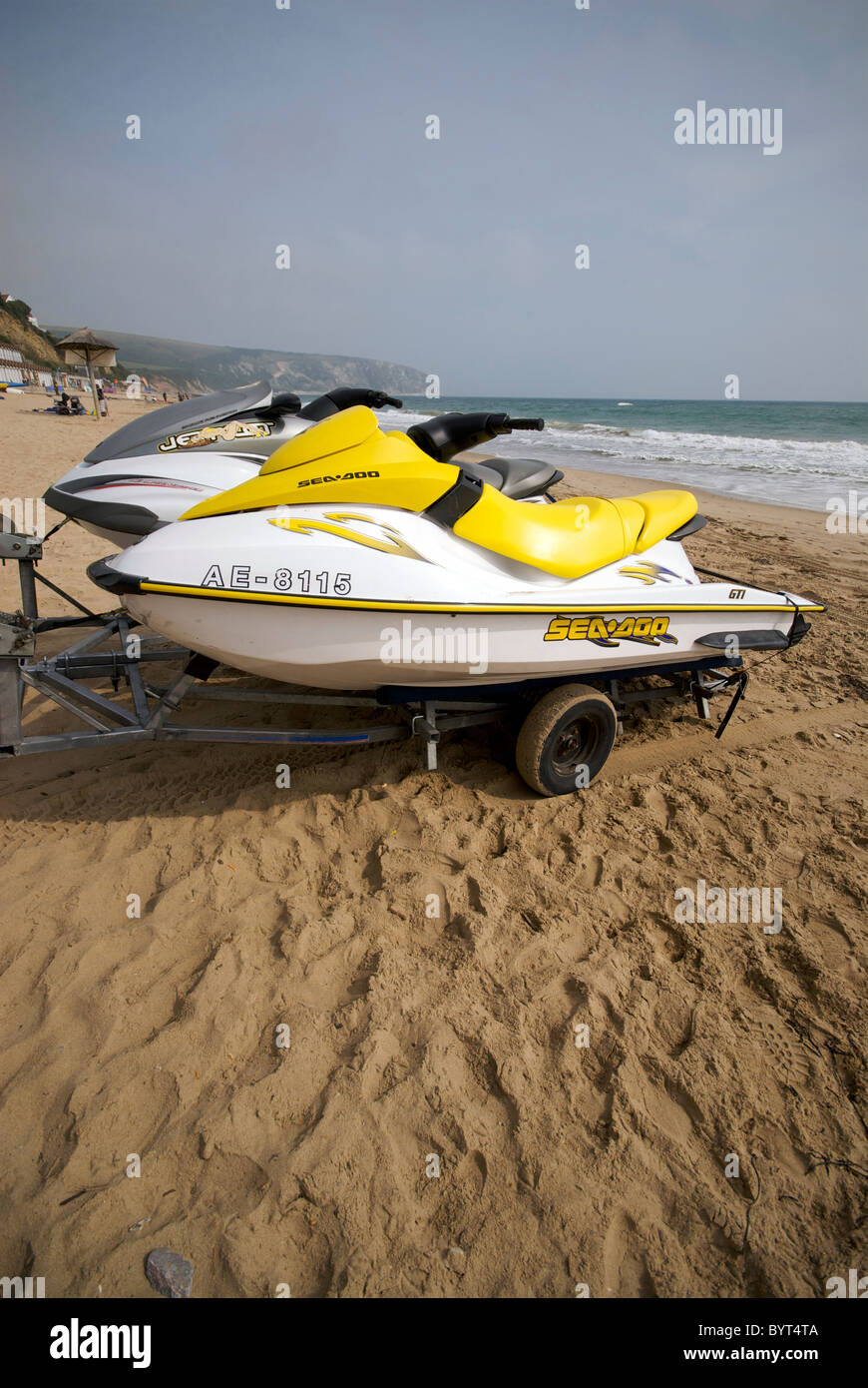 Swanage Hampshire England UK Strand Meer Roller Anhänger Stockfoto