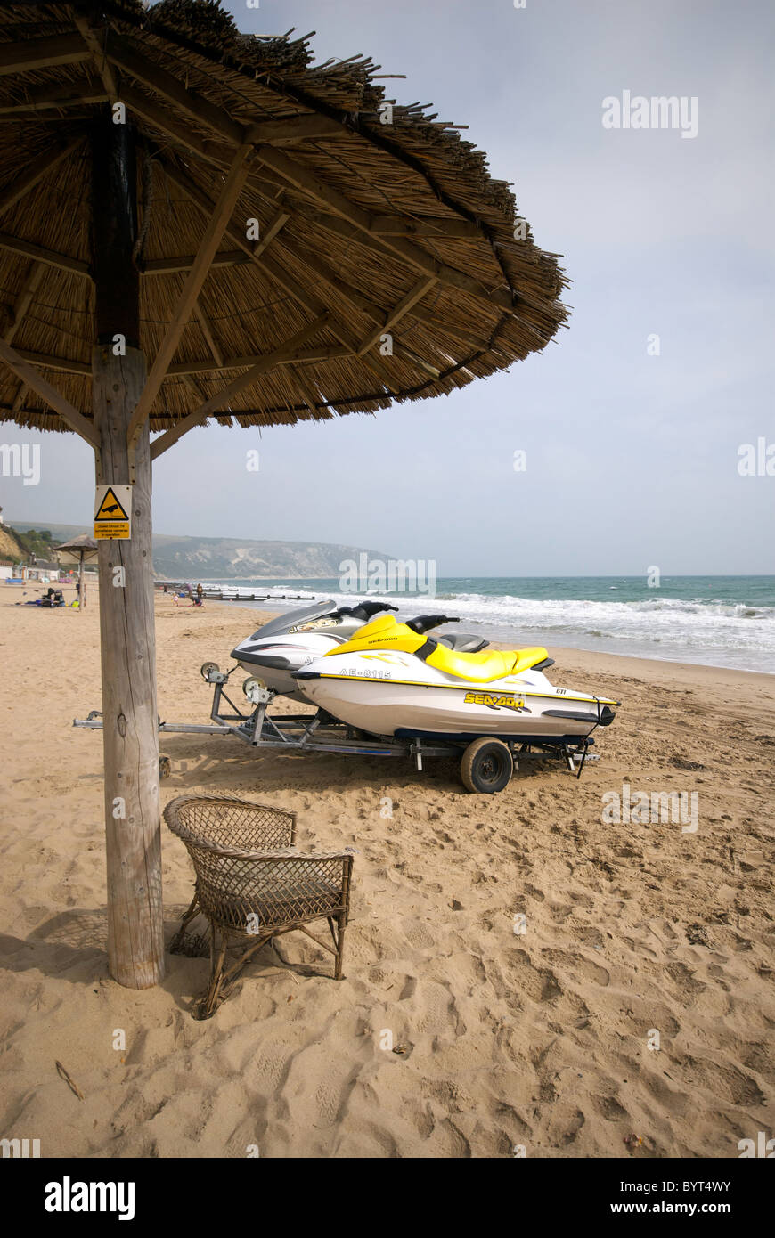Swanage Hampshire England UK Strand Meer Roller Anhänger Stockfoto
