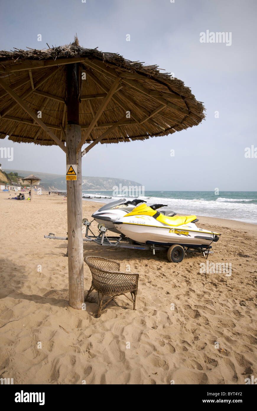 Swanage Hampshire England UK Strand Meer Roller Anhänger Stockfoto