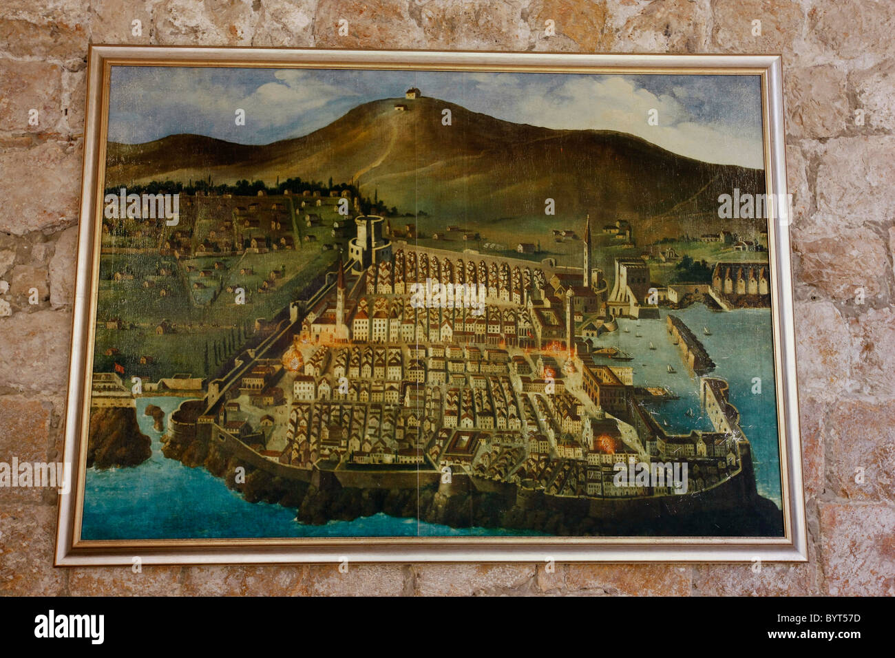 Alte Karte von Dubrovnik, Kroatien Stockfoto