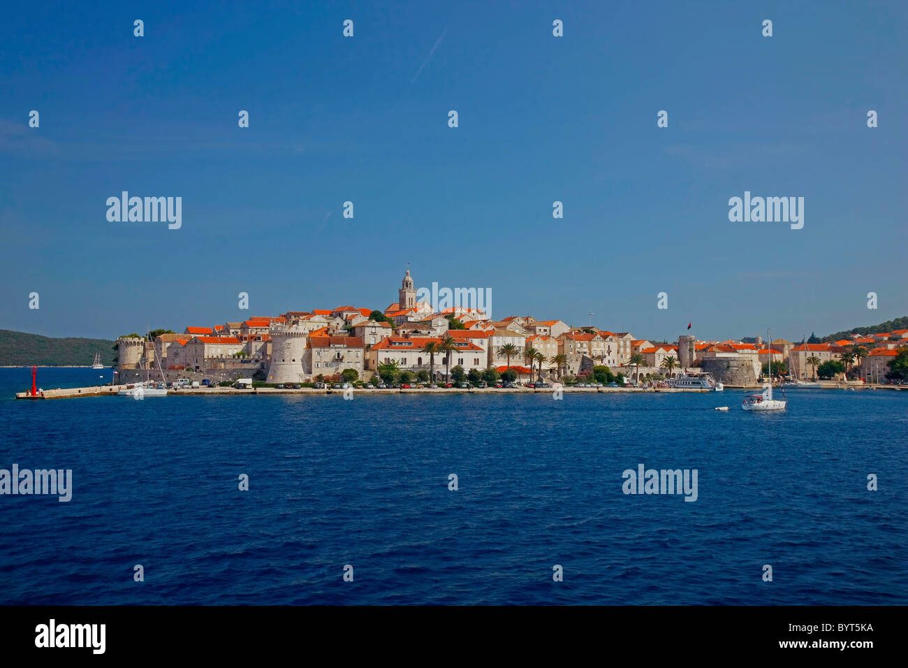 Panorama von Korcula, Kroatien, Mittelmeer, Adria Stockfoto