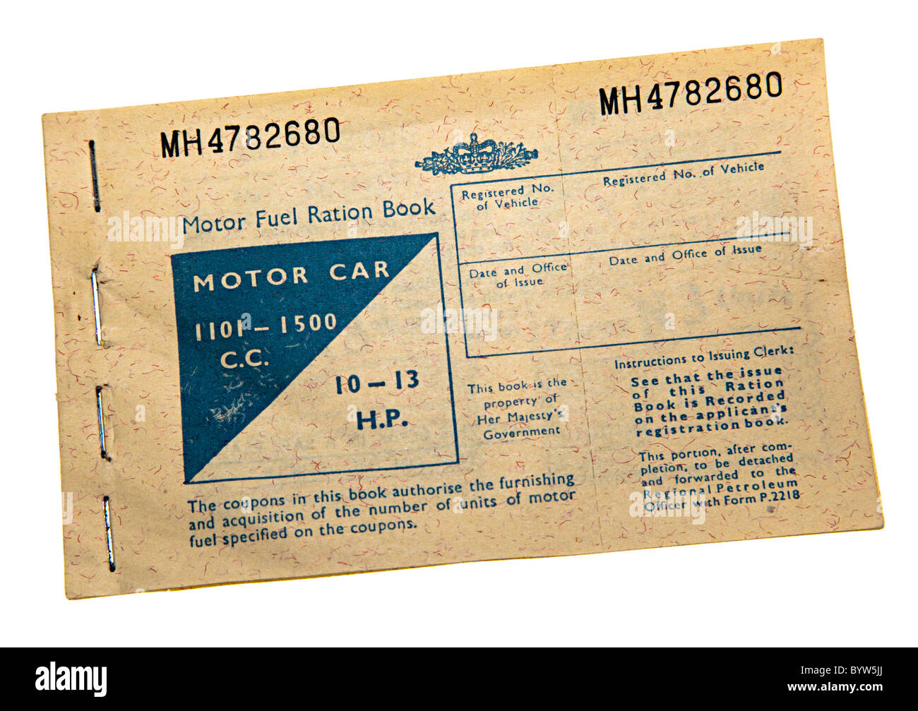 Benzin Gutscheine ausgestellt im Vereinigten Königreich wegen fehlender Ölimporte während der Suez-Konflikt von 1956 Stockfoto