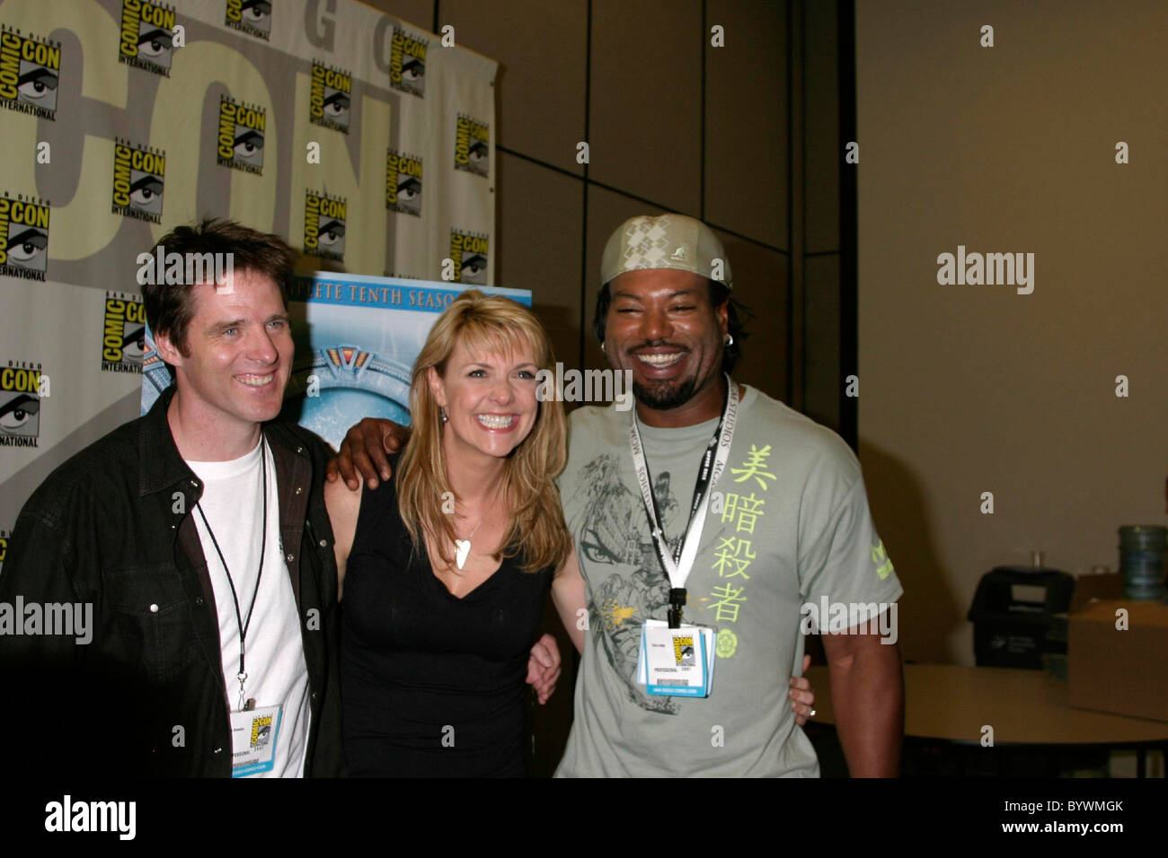 Ben Browder, Amanda Tapping, Chris Richter ComicCon Convention 2007 statt an der San Diego Convention Center California, USA- Stockfoto
