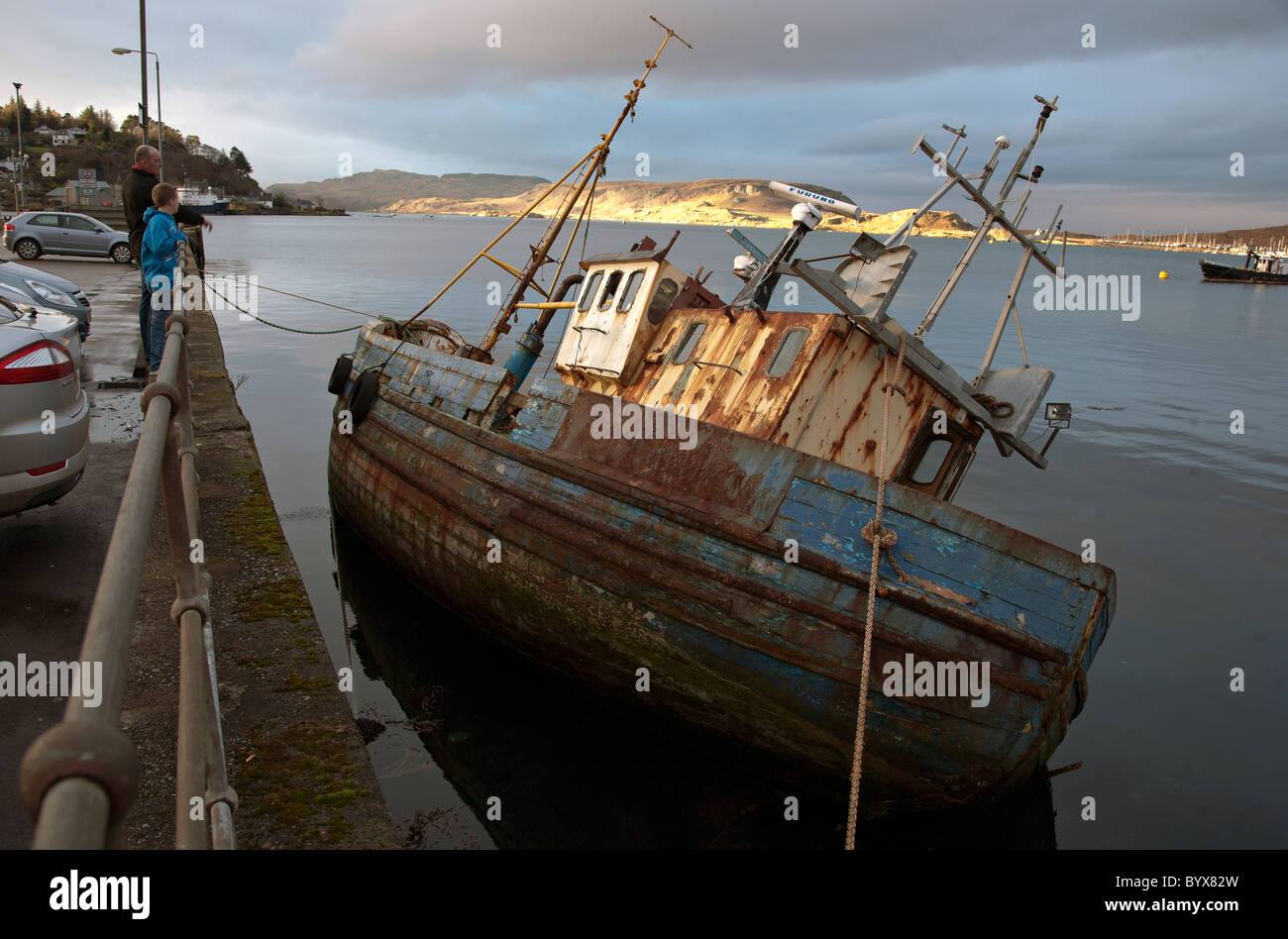 zerstörten Boot in Oban, Schottland Stockfoto